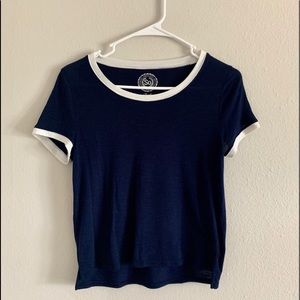 Blue and white Cotton Ringer T-shirt